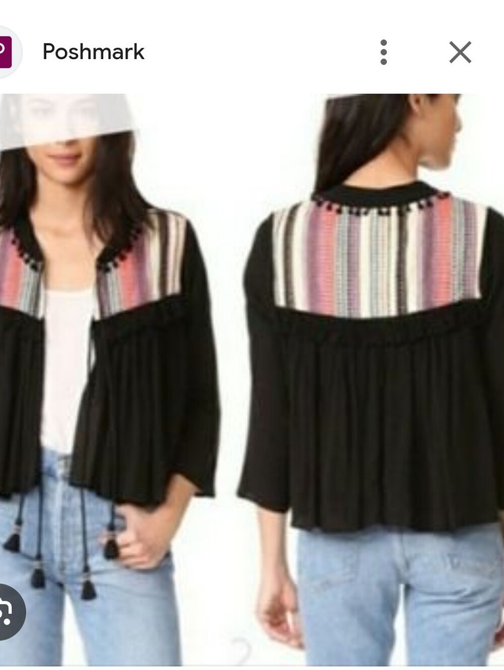 Anthropologir Rahi CaliBlack Open-Front Cardi with Multicolor Embroidery Size XS